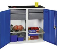 Stumpf Armoire à outils et matériel série 3000 gris clair / bleu gentiane + 2 tiroirs 100 mm + 2 tiroirs 200 mm + 2 tablettes coulissantes - 3002374