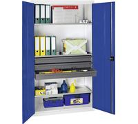 Stumpf Armoire à outils et matériel série 3000 gris clair / bleu gentiane + 3 tiroirs 100 mm + 3 tablettes coulissantes sur toute la longueur - 3008274