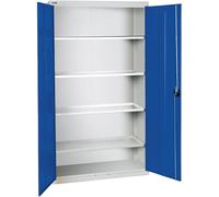 Stumpf Armoire à outils et matériel série 3000 gris clair / bleu gentiane + 4 tablettes coulissantes sur toute la longueur - 3008074