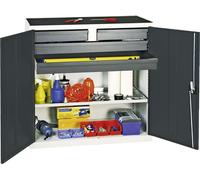 Stumpf Armoire à outils et matériel série 3000 gris clair / gris anthracite + 2 tiroirs 100 mm + 2 tiroirs 100 mm traversant + 1 tablette coulissante - 3007471