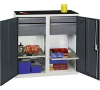 Stumpf Armoire à outils et matériel série 3000 gris clair / gris anthracite + 2 tiroirs 100 mm + 2 tiroirs 200 mm + 2 tablettes coulissantes - 3002371