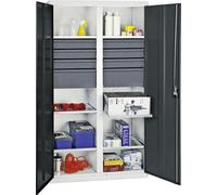 Stumpf Armoire à outils et matériel série 3000 gris clair / gris anthracite + 6 tiroirs 100 mm + 2 tiroirs 200 mm + cloison centrale + 6 étagères coulissantes - 3004771