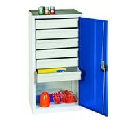 Stumpf Armoire à outils et matériel série 3000 gris clair / bleu gentiane + 4 tablettes coulissantes sur toute la longueur - 3008074