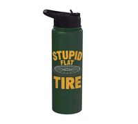 Stupid Flat Tire Funny Mountain Biker Cycliste Stainless Steel Insulated Water Bottle