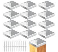 sturiz 12pcs Chapeau Capuchon Poteau 9x9cm Support Poteau Bois en Métal en Forme de Pyramide pour Poteaux Bois avec Vis Poteaux de Clôture