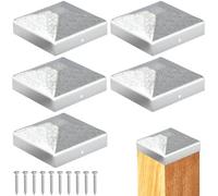 sturiz 5pcs Chapeau Capuchon Poteau 10x10cm Support Poteau Bois en Métal en Forme de Pyramide pour Poteaux Bois avec Vis Poteaux de Clôture