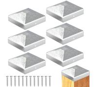 sturiz 6pcs Chapeau Capuchon Poteau 9x9cm Support Poteau Bois en Métal en Forme de Pyramide pour Poteaux Bois avec Vis Poteaux de Clôture