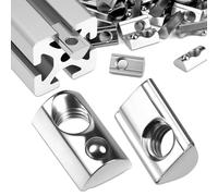 sturiz Lot de 50 rainures M3 - Rainure 6 T - 20 séries M3 - Profilé en aluminium - 20 x 20 mm - En acier au carbone nickelé - Écrou coulissant avec boule à ressort - Pour profilé en aluminium C
