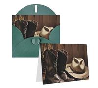 STVYUKL Carte de vœux vierge avec enveloppes - Chapeau noir de cowboy - Cartes de remerciement - 10,2 x 15,2 cm - Pour toutes les occasions - Vert foncé - Pour Noël, vacances, anniversaire, remise de