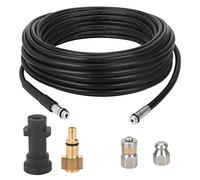 STYDDI Kit de nettoyage de tuyau de vidange pour nettoyeur haute pression Karcher série K2-K7 et nettoyeur haute pression LAVOR, avec buse à jet et buse à jet rotatif, 15 m, 180 bars