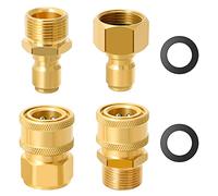 STYDDI Lot de 4 adaptateurs de nettoyeur haute pression M22 14 mm vers 3/8" à déconnexion rapide 3/8" vers raccord rapide pour pistolet nettoyeur haute pression, tuyau, pompe 5000 PSI
