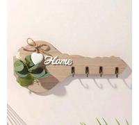 Style bohème Porte-clés mural vintage en bois avec étagère et crochets, organisateur multifonctionnel à suspendre pour clés, vêtements et chapeaux, décoration murale gain de place pour la maison, faci