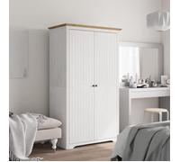 Style Élégance Chic - Armoire de rangement pour chambre Garde-robe BODO blanc marron 99x53,5x173cm - bois massif de pin &FR44481
