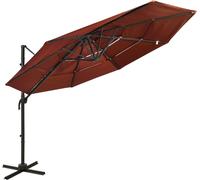 Style élégant parasol avec mât en aluminium 4 couches rouge terracotta 3x3 m - Parasols Hommie3723957 1parcel