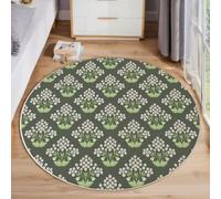 Style rétro américain Tapis Salon Rond 120cm Lavable en Machine Rug