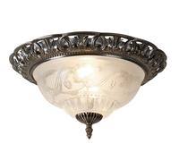 style rustique Lampe de plafond éclairage verre argent antique décor floral