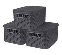 STYLE Set de 3 boîtes de rangement avec couvercle S Gris Veba 3 G