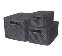 STYLE Set de 3 boîtes de rangement avec couvercle S+M+L Veba Gris G