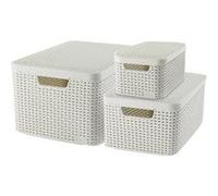 STYLE Set de 3 boîtes de rangement blanches avec couvercle S+M+L Veba 13 G