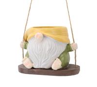Stylebest Pot de Plante Pivotant, Joli GNOME sans Visage, Jardinière Décorative Suspendue pour Espaces Intérieurs et Extérieurs, Matériau en Résine, 1 unité (Jaune Vert)