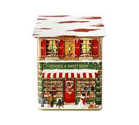 stylebox Boîte à biscuits en tôle en forme de maison de ville « Winter Cookie & Sweet » - 14 x 7,5 x 21 cm - Volume : 1,6 l