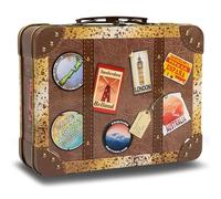 stylebox Boîte métallique rectangulaire en forme de valise de voyage antique marron Boîte à biscuits Boîte décorative Boîte de rangement rétro Volume 2 L Dimensions : 20 x 16 x 6 cm