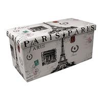 Stylehome Homestyle Banc de rangement Motif Paris Beige