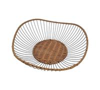 Styles bucoliques Panier égouttoir en fer et rotin tressé Plateau à légumes décoratif Idéal pour le stockage des fruits et légumes Panier à fruits en fer Bol à fruits rural Plateau décoratif pour en