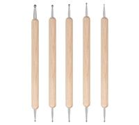 Stylets À Bille en Bois, 5 Pièces Stylets À Double Tête Outils de Traçage Et de Pointillage Pins À Indentation en Acier Inoxydable, pour Peinture Et Le Gaufrage, Poterie Et L'Artisanat en Argile