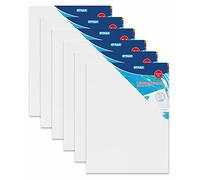 Stylex 28633-P6 Lot de 6 cadres avec toile 100% coton apprêtée et agrafée pour peinture à l'huile, acrylique et détrempe 18 x 24 cm, blanc