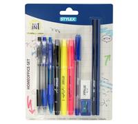 Stylex 31997 - Kit de bureau à domicile, lot de 11 stylos comprenant 3 stylos à bille, 2 surligneurs, un marqueur permanent, un stylo gel, 2 crayons à papier et des accessoires