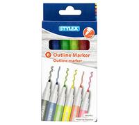 Stylex 32830 - Marqueurs à double pointe, résistants à l'eau, avec double pointe unique, épaisseur de trait 1-2 mm, lot de 6, idéaux pour écrire et dessiner