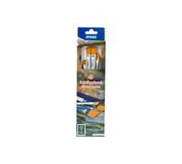 STYLEX 35001 - Set de 6 pinceaux obliques en Soie de Taille 0, 2, 4, 6, 8, 9, pour Peindre avec des Couleurs Opaques, détrempes, aquarelles, huiles et acryliques