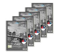 STYLEX 40032-P5 - Bloc-Notes Duo avec Spirale, Format A4, 50 Feuilles quadrillées et 30 Feuilles lignées, 5 pièces