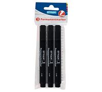 Stylex 48090 - Lot de 3 marqueurs permanents noirs, résistants à l'eau sur presque tous les matériaux, épaisseur de trait 4 mm, encre permanente à base d'alcool