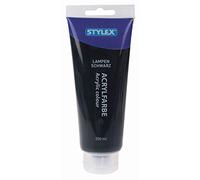 Stylex Peinture acrylique à base d'eau Tube de 200 ml, Couleur : noir, 200 ml