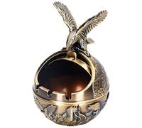 Stylitzy Cendrier vintage avec couvercle pour cigarettes, en métal coupe-vent, sans fumée et inodore pour intérieur et extérieur, sculpté à la main - Cadeau fantaisie pour la maison et le bureau