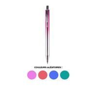 APLI Stylo à bille corps métal pointe moyenne 1 mm encre bleue - rose