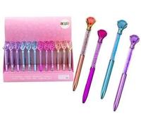 Stylo à bille avec diamants 0,7mm bleu (48pcs)