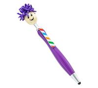 Stylo à bille avec tête de poupée 3D - Visage de dessin animé - Pour écran tactile - Remplissage d'encre - 1 ml - Stylo décoratif pour bureau et école - H - 15,3 x 1,4 cm