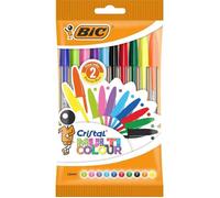 BIC Cristal Multicolour Stylos-bille Pointe Large (1,6 mm) - Encres classiques, fluos et fantaisie de couleurs assorties, pack de 10