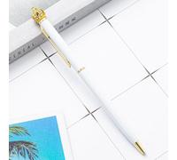 Stylo À Bille Couronne Métal Brillant, 1 Pièce, Beau Cristal, Boule Intéressante, Papeterie Scolaire Et De Bureau