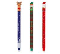 Stylo à bille effaçable - Nouveaux stylos de Noël 2025 - 3 stylos gel effaçables - Trio du Père Noël, des PACK PRODUITS D'ECRITURE