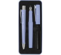 Faber-Castell Ensemble de stylos Poly Ball/Pen – stylo-plume et stylo-bille, encre bleue, iris pâle