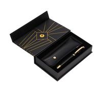 Stylo à bille et trousse BELIUS SOIREE COULEUR NOIR ET OR ENCRE BLEU BOÎTE DE DESIGN