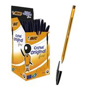 Stylo à bille fin Bic Cristal Original, bille en carbure de tungstène durable de