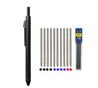 Stylo à bille multifonction 4 en 1 avec capteur de gravité - En métal - 3 couleurs - Noir