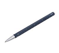 Stylo à bille multitâche avec mine D1 noire - CONSTRUCTION BASIC - règle en centimètres/pouces, échelle 1:20/1:50 - changement de mine facile - aluminium, métal - argenté, bleu foncé