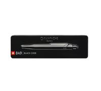 Caran d'Ache Stylo à bille 849 Black Code, rechargeable, pointe moyenne, avec étui, Noir
