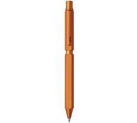 RHODIA 9340C - Multipen scRipt 3-en-1 - 2 Stylos-Billes 0,5 mm Noir & Rouge + 1 Portemine Mines Graphites 0,5 mm - Corps Hexagonal en Aluminium Brossé Orange - Rechargeable - Gomme Sous le Poussoir